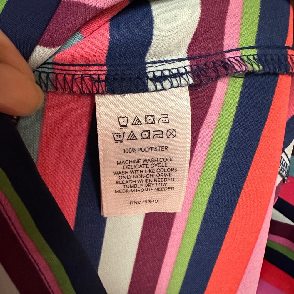 Cynthia Rowley Shift Dress Size 8 Multicolor Striped Short Sleeve Zip Back - Picture 8 of 8
